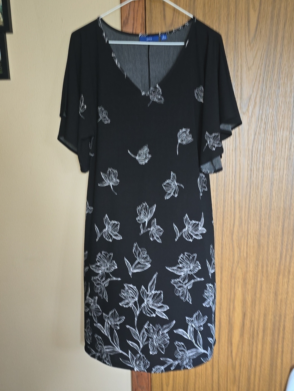 Apt. 9 Black Midi Dress with White Floral Print
